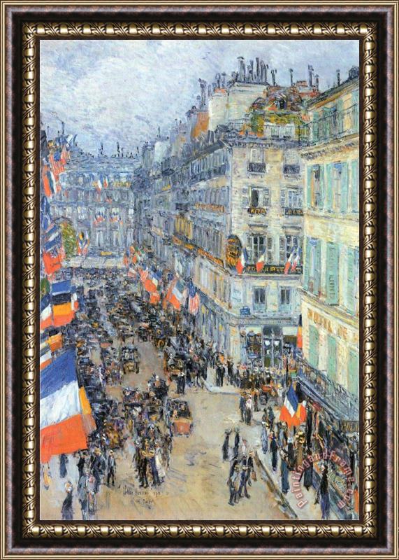 Childe Hassam The 14th July Rue Daunou Framed Painting