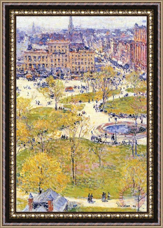 Childe Hassam Union Square in Spring Framed Painting