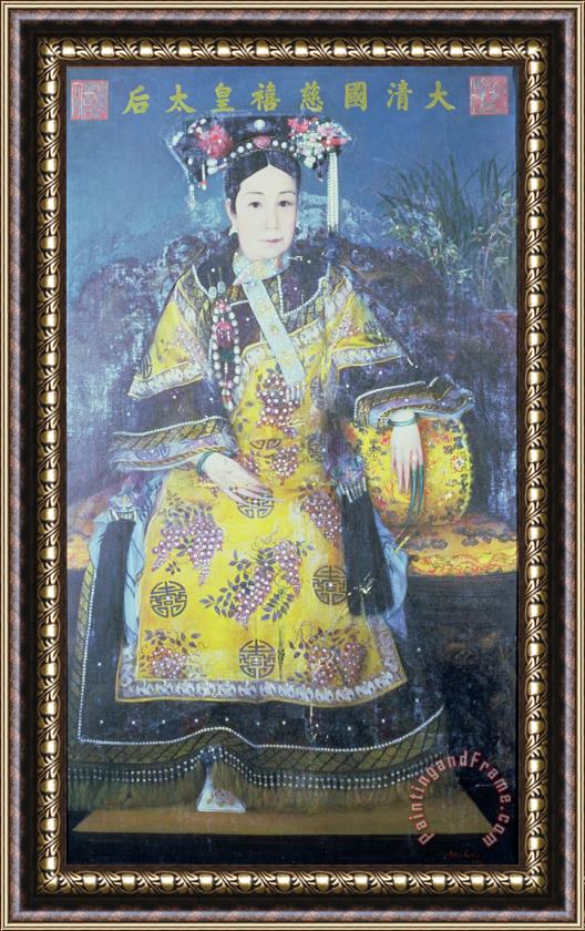 Chinese School Portrait of the Empress Dowager Cixi Framed Print