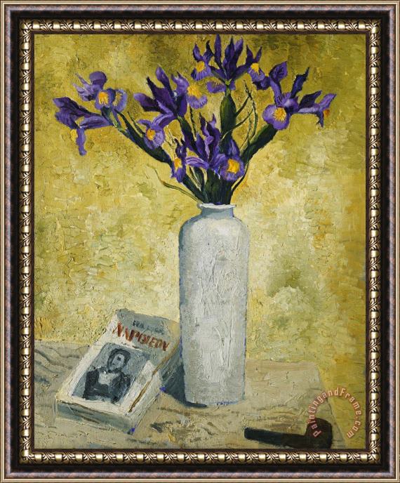 Christopher Wood Irises In A Tall Vase Framed Painting