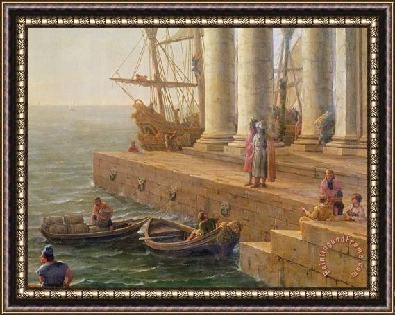 Claude Lorrain Harbor Scene Framed Painting