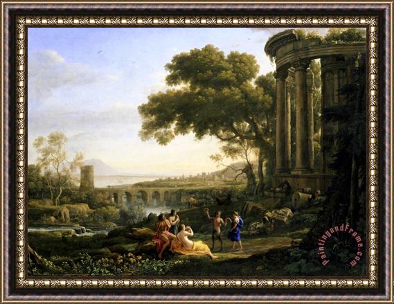 Claude Lorrain Landscape with Nymph And Satyr Dancing Framed Painting