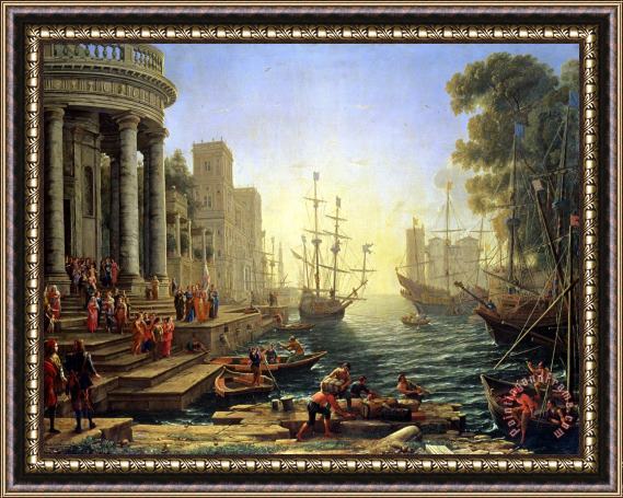 Claude Lorrain Seaport with the Embarkation of Saint Ursula Framed Painting