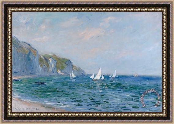 Claude Monet Cliffs and Sailboats at Pourville Framed Painting