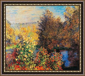 Around The Corner Framed Prints - Corner Of Garden In Montgeron by Claude Monet