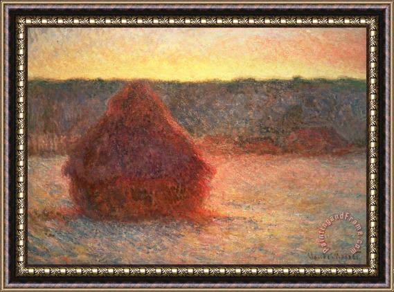 Claude Monet Haystacks at Sunset Framed Print