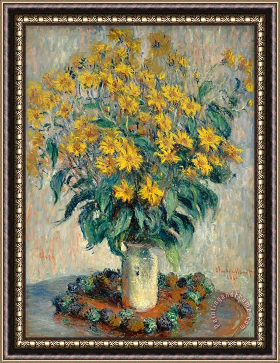 Claude Monet Jerusalem Artichoke Flowers Framed Painting