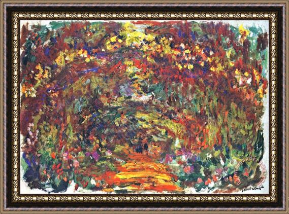Claude Monet Path Under The Rose Trellises Giverny Framed Print