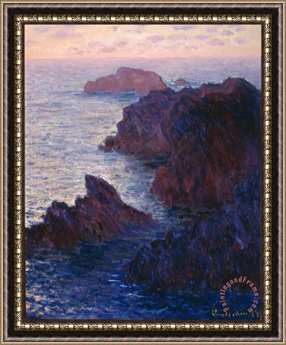 Claude Monet Rocks at Bell Ile Port Domois Framed Print