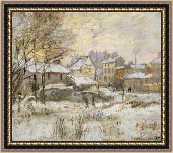 Claude Monet Snow Effect With Setting Sun Framed Print