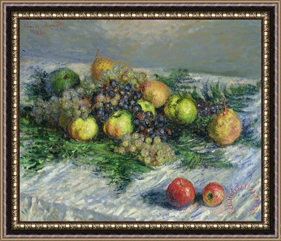 Claude Monet Still Life With Pears And Grapes Framed Print