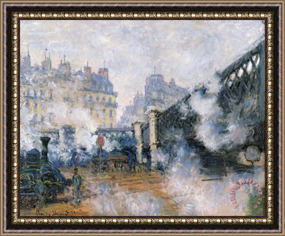 Claude Monet The Pont de lEurope Gare Saint Lazare Framed Painting