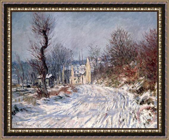 Claude Monet The Road to Giverny in Winter Framed Print