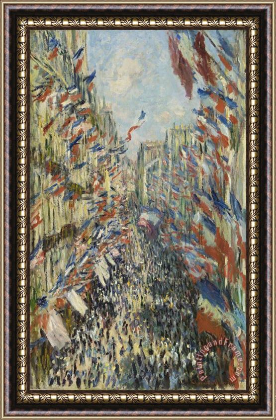 Claude Monet The Rue Montorgueil In Paris - Celebration Of June 30 1878 Framed Print
