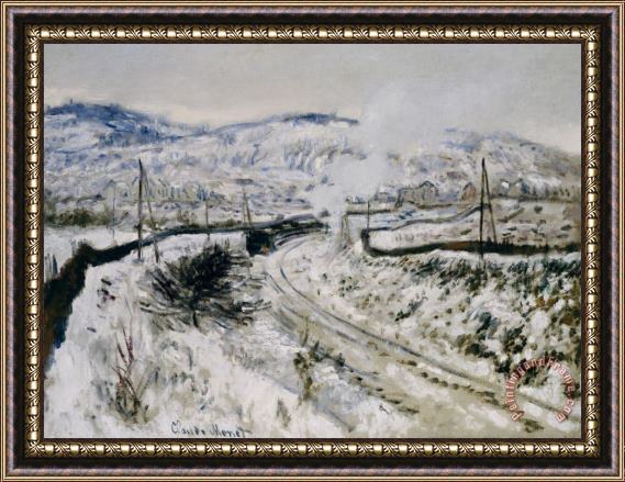 Claude Monet Train In The Snow At Argenteuil Framed Painting