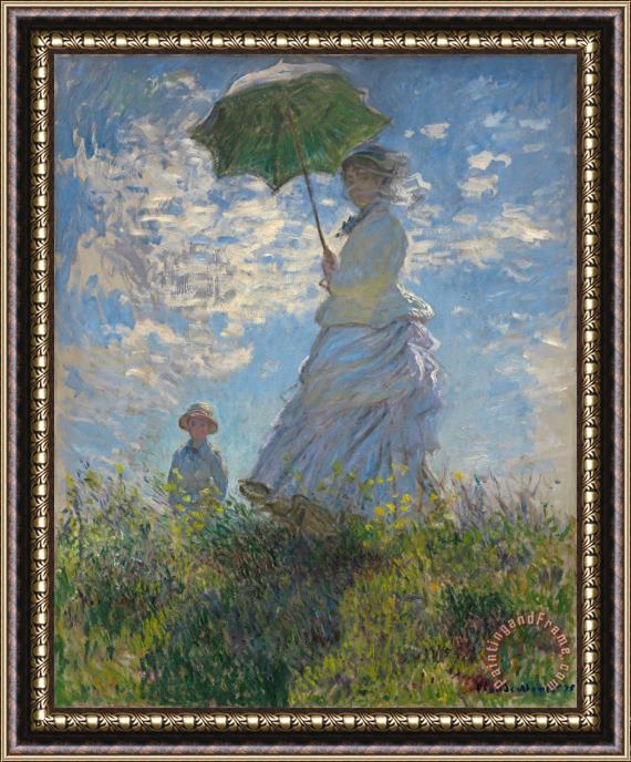 Claude Monet Woman With A Parasol Madame Monet And Her Son Framed Painting