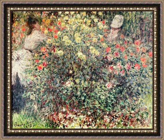 Claude Monet Women in the Flowers Framed Painting