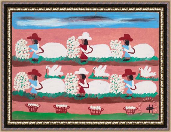 Clementine Hunter Picking Cotton, 1973 Framed Print