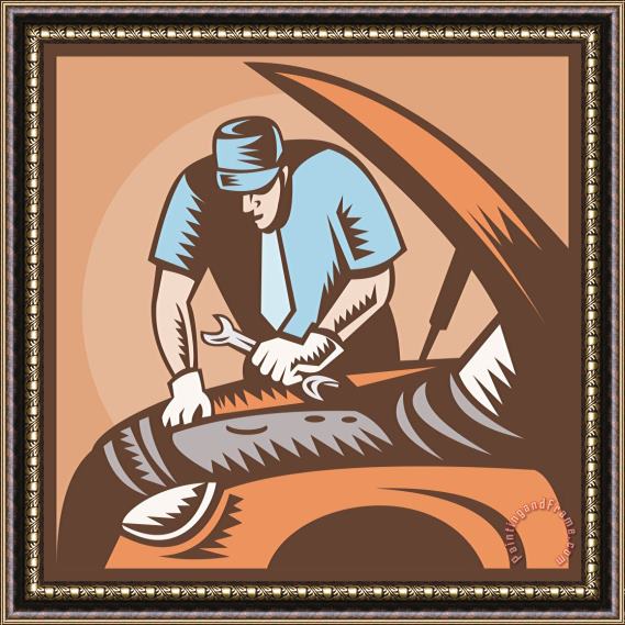 Collection 10 Automobile Mechanic Car Repair Framed Painting