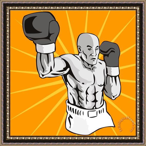 Collection 10 Boxer Boxing Knockout Punch Retro Framed Painting