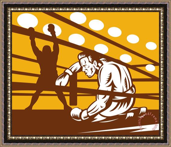 Collection 10 Boxer down on his hunches Framed Painting