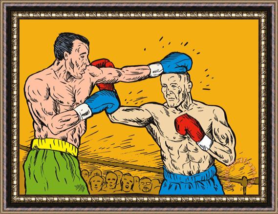 Collection 10 Boxer punching Framed Print