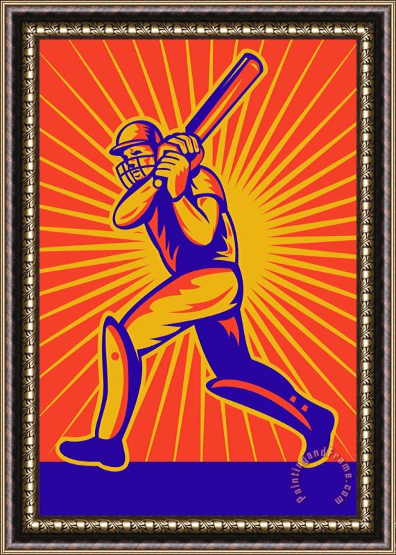 Collection 10 Cricket Sports Batsman Batting Framed Print