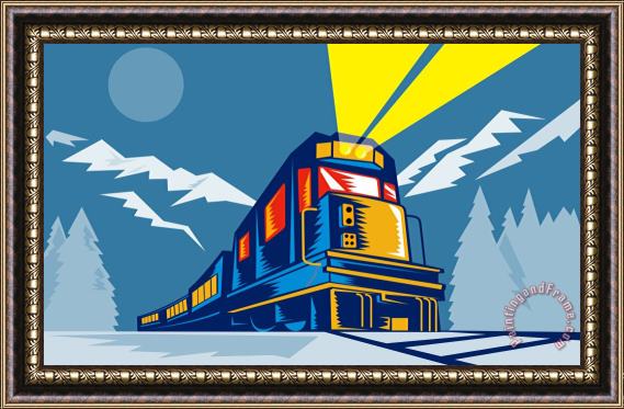 Collection 10 Diesel train winter Framed Painting