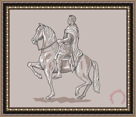 Collection 10 Roman emperor riding horse Framed Painting