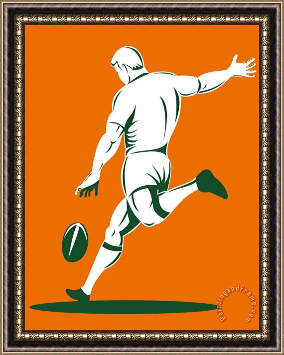 Collection 10 Rugby Player Kicking Framed Painting