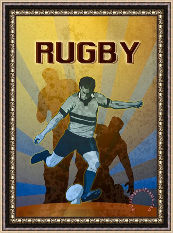 Collection 10 Rugby Player Kicking The Ball Framed Painting