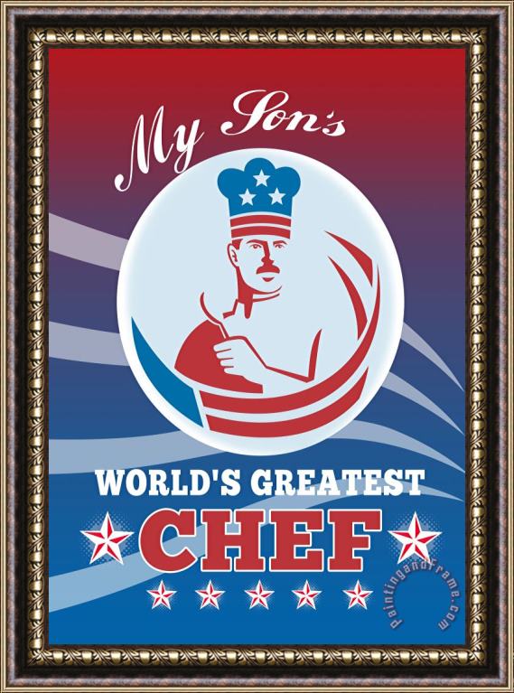 Collection 10 World's Greatest Son Chef Greeting Card Poster Framed Print