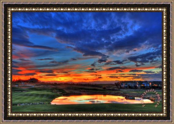 Collection 14 Sunset over The Golf Course Framed Painting