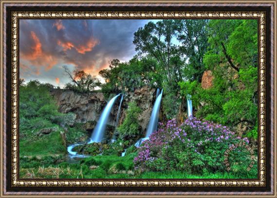 Collection 14 Triple Falls Sunset Framed Painting