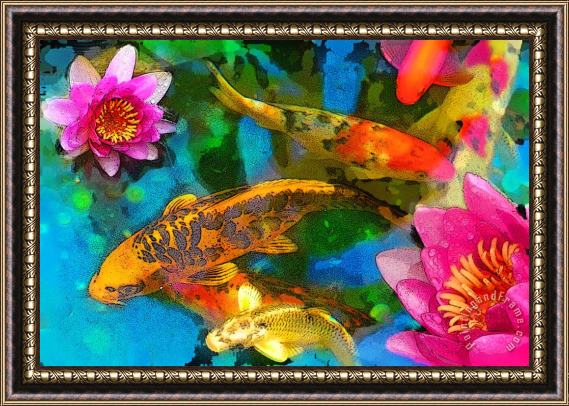 Collection 8 Koi play Framed Painting
