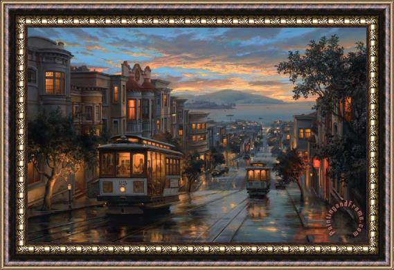 Collection Street Night Scene Framed Painting