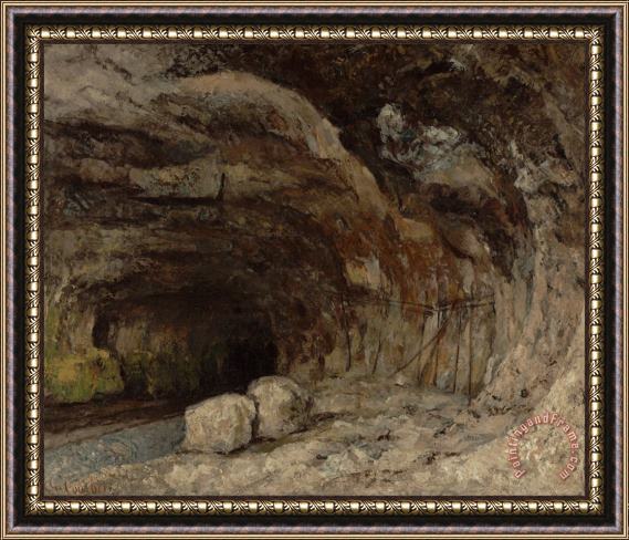 Courbet, Gustave Grotto of Sarrazine Near Nans Sous Sainte Anne Framed Painting