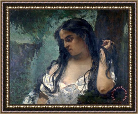 Courbet, Gustave Gypsy in Reflection Framed Print