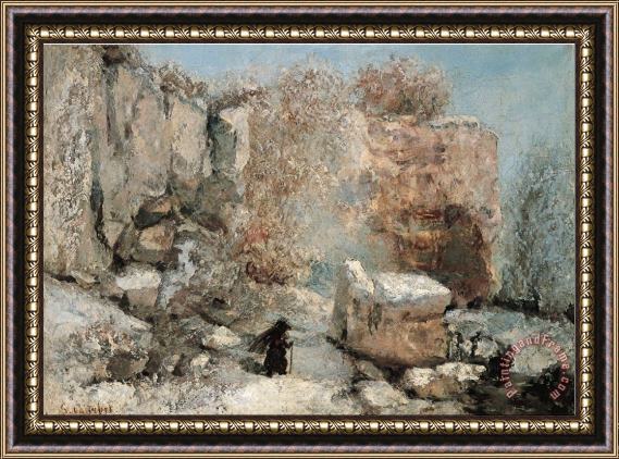 Courbet, Gustave Snow Effect in a Quarry Framed Print