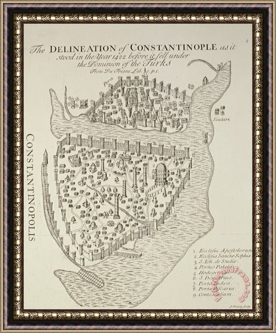 Cristoforo Buondelmonti A map of Constantinople in 1422 Framed Print