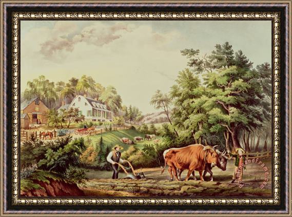 Currier and Ives American Farm Scenes Framed Painting