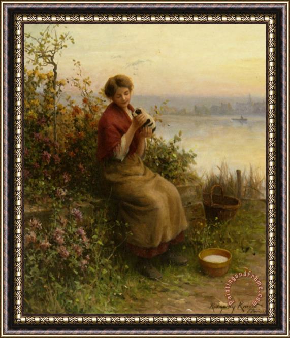 Daniel Ridgway Knight A New Puppy Framed Painting