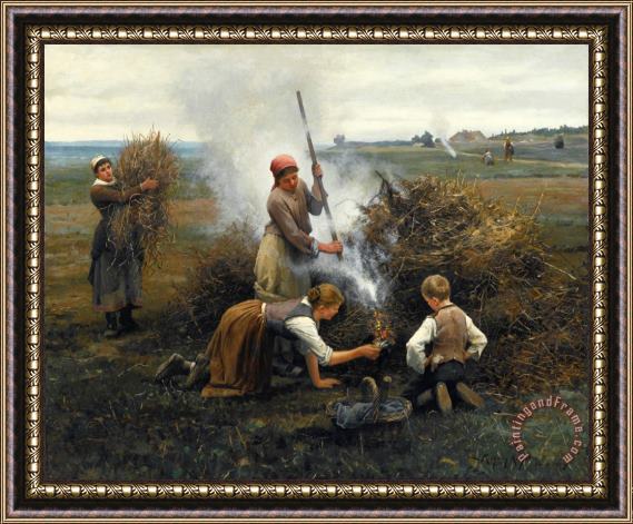 Daniel Ridgway Knight Burning Brush Framed Painting