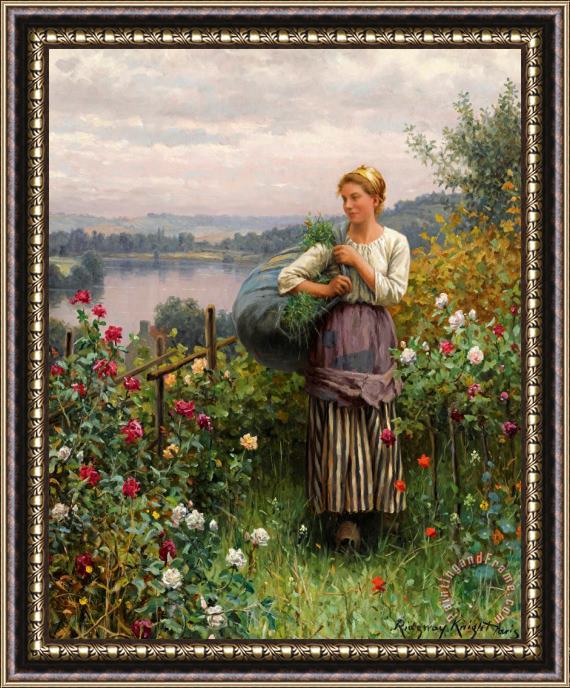 Daniel Ridgway Knight The Rose Garden Framed Painting