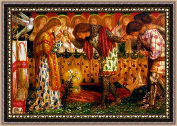 Dante Gabriel Rossetti How Sir Galahad, Sir Bors And Sir Percival Were Fed with The Sanc Grael; But Sir Percival's Sister Died by The Way Framed Painting