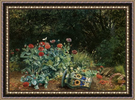 David Bates Summer Flowers in a Quiet Corner of The Garden Framed Painting