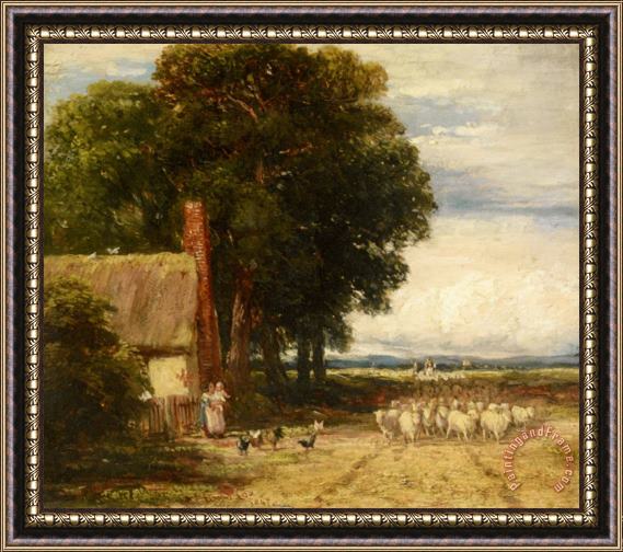 David Cox Landscape with a Shepherd And Sheep Framed Painting