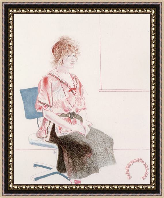 David Hockney Celia Seated on an Office Chair, 1974 Framed Painting