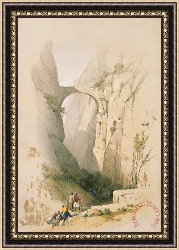 David Roberts Triumphal Arch Crossing The Ravine Leading To Petra Framed Painting