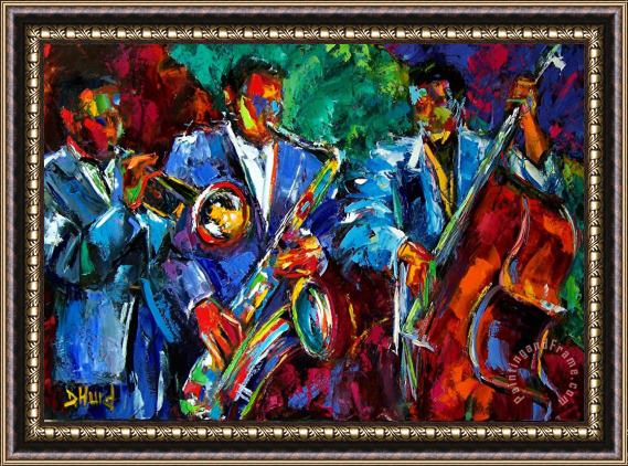 Debra Hurd Blue Jazz Framed Painting
